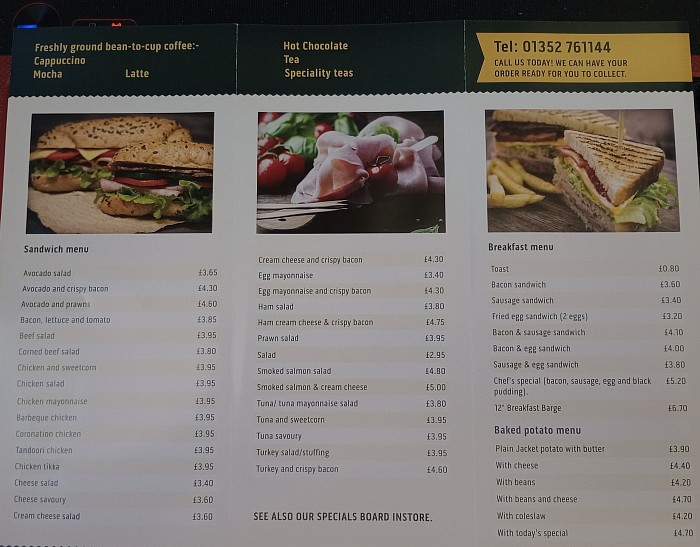 Sandwich menu